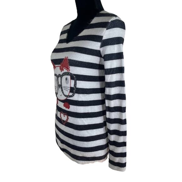 Tricotto Karina On Canyon Fancy Sweater Cat Cat Black White Stripe Size XS NEW! - Picture 4 of 7